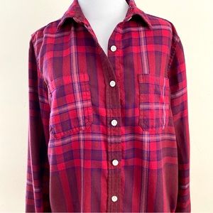 MOSSIMO PLAID FLANNEL SHIRT RED SMALL LONG SLEEVE CASUAL